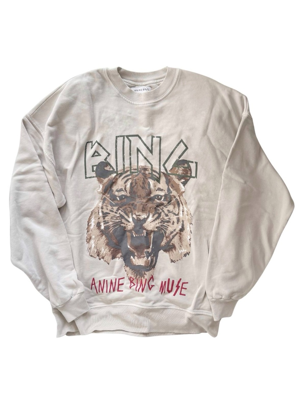 NWT Anine Bing Taupe Tiger Graphic Sweater